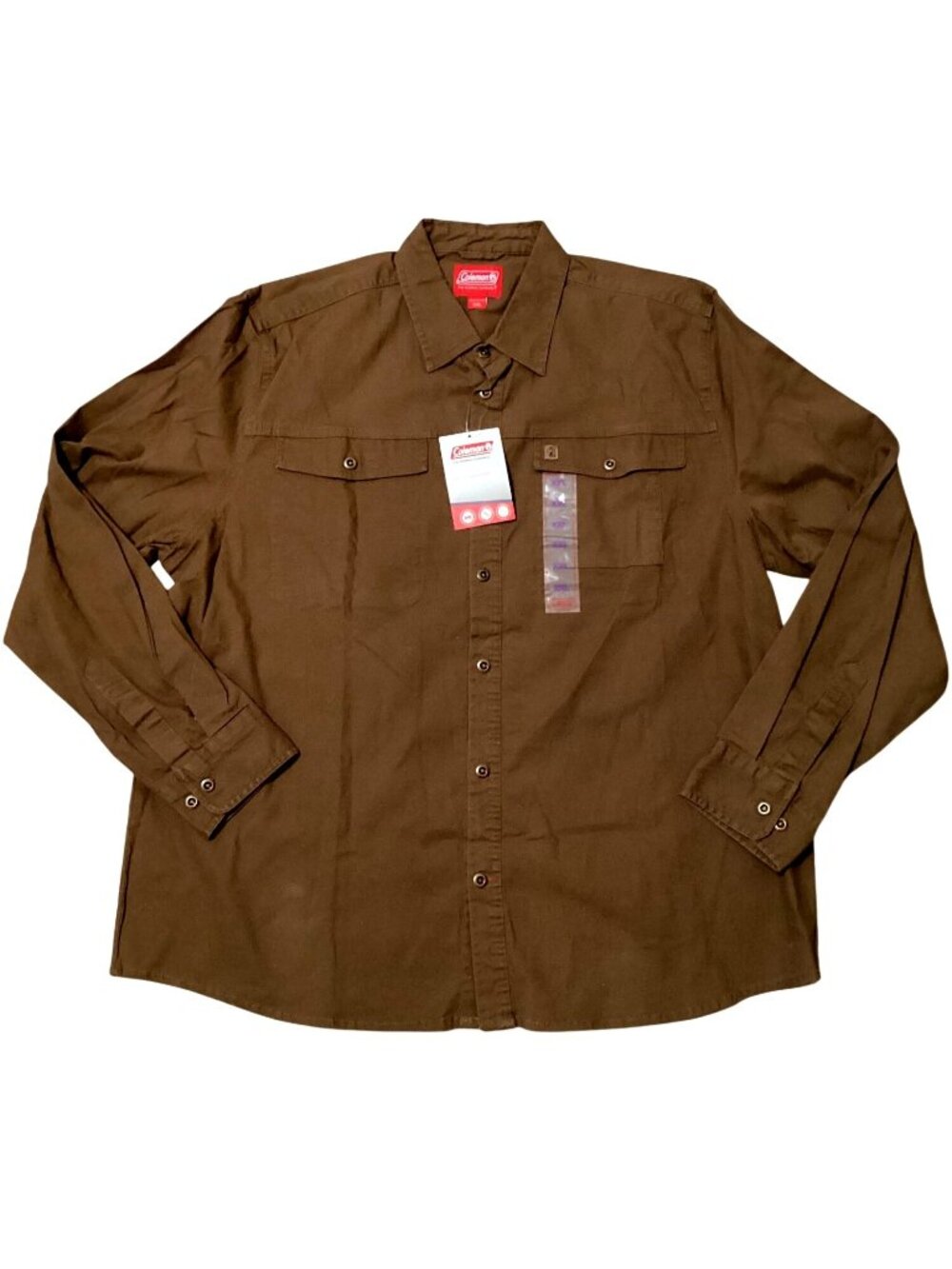 Coleman Men's Canvas Outdoor Long Sleeve Shirt 2XL Tobacco Color New W Tags